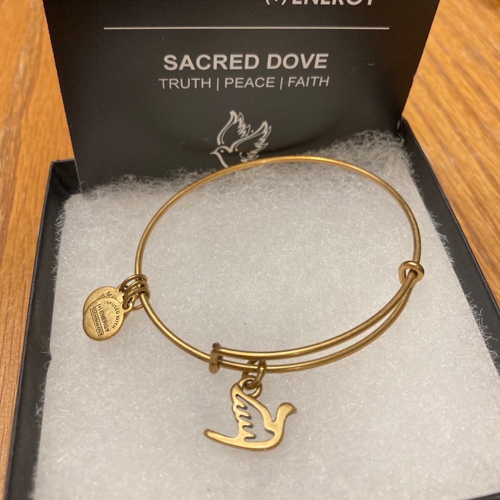 Alex & Ani Gold Sacred Dove Bracelet.